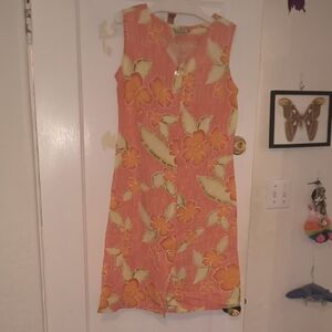 Tommy Bahama | Coral and Green Floral Midi Dress